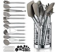 Berglander Set di Utensili da Cucina 38 Pezzi in Silicone Antiaderente, Set di Spatole Cucchiaio con Robusto Portautensili in Acciaio Inossidabile, Lavabile in lavastoviglie