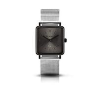 Bergmann Orologio da polso COR Quadro nero analogico al quarzo quadrato quadrante nero cinturino in maglia milanese argento