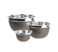 BERGNER Bake Lovers - Set di 3 ciotole durevoli in acciaio inossidabile - acciaio inossidabile da 700 ml, 3L e 4,8L - ottimale per pasticceria - marrone - finitura interna luminosa - facile da lavarsi