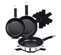 BERGNER BASTER - Set 6PZS Padelle (20+24+28 cm) + 3 Protezioni - Acciaio inossidabile - Rivestimento antiaderente - Manici in silicone - Induzione - Induzione completa.