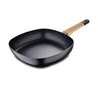 BERGNER - Bistecchiera quadrata 28cm in alluminio con manico soft touch effetto legno, linea Earth Black induzione