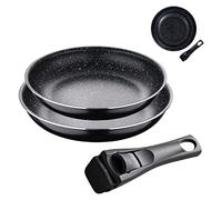 BERGNER Click & Cook Black Edition | Set di Padelle | 2 Padelle di Alluminio Stampato di 24 e 28 cm | Con Manico Ergonomico Intercambiabile | Utensili da Cucina | Per Ogni Tipo di Piano Cottura