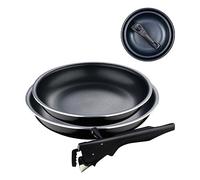 BERGNER Black Edition, Set di padelle da 3 pezzi da 22 e 26 cm, manico ergonomico rimovibile, alluminio pressato e antiaderente, per tutti i tipi di cucine e forno