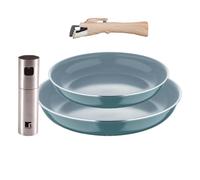 Bergner Click&Cook Set di 2 padelle Ø22 cm e Ø26 cm con manico rimovibile in alluminio pressato+spruzzatore di olio e aceto in acciaio inossidabile