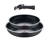 Bergner Click&Cook Set di 2 padelle Ø22Ø26 cm Alluminio pressato nero e Heat Dot + Manico staccabile