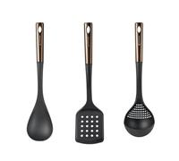 Bergner Copper Set di 3 Utensili da cucina: Spatola scanalata, Cucchiaio e Mestolo in PBT nero e rame