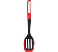 BERGNER Mars | Cucchiaio Scanalato | Fabbricato in Nylon e Silicone | Mestolo con Intagli | Manico Ergonomico con Rivestimento e Foro per Appenderlo | Dimensioni: 34 cm | Colore Nero e Rosso