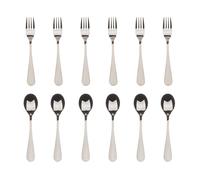 BERGNER Munich - Set di 6 forchette + 6 cucchiai da dessert da 2,5 mm - Placcati in argento - Realizzati in robusto acciaio inox - Lavabili in lavastoviglie - Lavabili in lavastoviglie