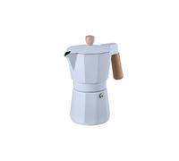 BERGNER NATURALLY - Caffettiera 3 tazze Alluminio Bianco - Conduttore termico superiore - Manico e pomolo in legno di faggio - Anello in silicone - Compatibile con vari fornelli.