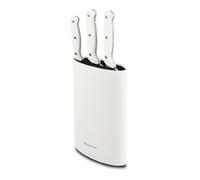 BERGNER NATURALLY - Set di 4 coltelli in acciaio inox - Chef 20 cm, Santoku 17,5 cm, Multitasking 12,5 cm - Protezione del blocco - Manico bianco soft touch - Consigliato il lavaggio a mano
