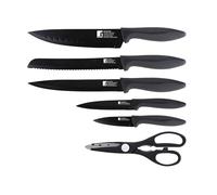 BERGNER OSAKA - Set 5PC coltelli+forbici in acciaio inox nero - rivestimento antiaderente - manici ergonomici - facile da pulire