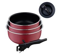 BERGNER Red Edition, Set di 3 casseruole da cucina da 16, 18 e 20 cm, manico rimovibile, alluminio pressato e antiaderente, tutti i tipi di cucine e forno