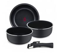 BERGNER CLICK&COOK - Set 4 pezzi casseruola in alluminio stampato con manico staccabile e punto di calore - rivestimento ILAG Essential - antracite - compatibile con l'induzione