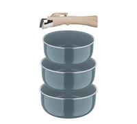 BERGNER CLICK&COOK - Set 4 pezzi pentole in alluminio pressato riciclato con manico staccabile - Rivestimento PPG Fusion - Verde - Compatibile con l'induzione