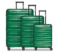 Bergpfeil Set di valigie da viaggio a 4 ruote, 3 pezzi, con ripiegamento elastico verde