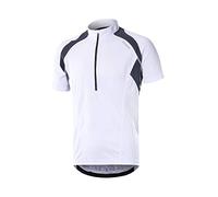 BERGRISAR Maglia Ciclismo Uomo, Maglia Bici MTB Maniche Corte Estivo, Mezza Cerniera Abbigliamento Ciclista BG060 Bianco S