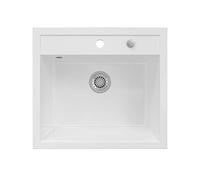 Bergström Lavello da cucina "Valencia", Bianco, 56.5 x 51 cm, con piletta di scarico e foro per rubinetto preforato