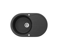 Bergström Lavello, Nero, 78 x 50 cm Rotondo con posto per asciugare, adatto per montaggio e collegamento su entrambi i lati di rubinetti per lavello