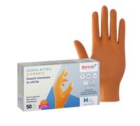 Bericah, Derma Nytril Diamante,Guanti in Nitrile, Senza Polvere, Taglia M, EXTRA GRIP, SPESSORE MAGGIORATO, Colore Arancione, 50 Pezzi
