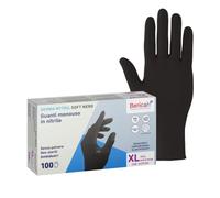 Bericah,Derma Nytril Soft Nero,Guanti in Nitrile, Senza Polvere, Taglia XL,100 Pezzi