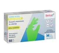 Bericah NUOVI Guanti monouso in nitrile DERMA NYTRIL alta visibilità colore verde marchio BOX DA 50 PEZZI AMBIDESTRI PRODOTTO ORIGINALE CERTIFICATO (L)