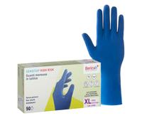 Bericah,Sensi Top High Risk, Guanti in Lattice, Senza Polvere, Taglia XL,50 Pezzi