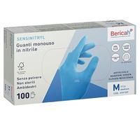 Bericah, Sensinitryl, Guanti in Nitrile, Senza Polvere, Taglia M,100 Pezzi (Confezione da 3)