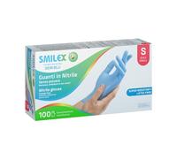 Bericah Smilex, Skin Blu, Guanti Monouso in Nitrile, Senza Polvere, Taglia S, 1 box da 100 pezzi,Azzurro