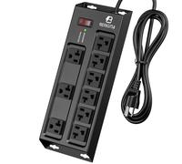 BERIGTTA - Presa multipla in metallo resistente, protezione da sovratensioni da 20 A con 9 prese, spessore industriale calibro 12 per l'uso in negozi e garage, cavo di prolunga