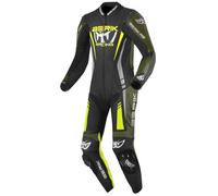 Berik Absolute GP Tuta in pelle da moto monopezzo, nero/giallo fluo/verde, 54