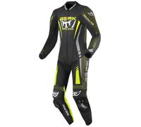 Berik Absolute GP Tuta in pelle da moto monopezzo, nero/giallo fluo/verde, Taglia 52