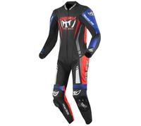 Berik Absolute GP Tuta in pelle da moto monopezzo, nero-rosso-blu, taglia 56 per maschi