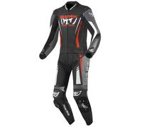 Berik Absolute GP2 Tuta in pelle da moto a due pezzi, nero-grigio-rosso, taglia 50 per maschi
