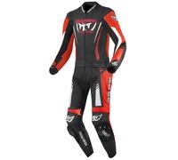 Berik Absolute GP2 Tuta in pelle da moto a due pezzi, nero/rosso neon/bianco, Taglia 54
