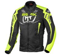 Berik Amras Giacca tessile da motocicletta impermeabile, nero/giallo/bianco, Taglia 48