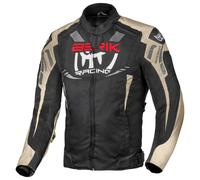 Berik Amras Giacca tessile da motocicletta impermeabile, nero/kaki/rosso, Taglia 58