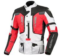 Berik Ferpho Giacca tessile da motocicletta impermeabile, nero/bianco/rosso, Taglia 48