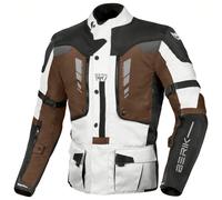 Berik Ferpho Giacca tessile da motocicletta impermeabile, nero/marrone, Taglia 58