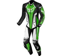 Berik Losail-R perforated Tuta in pelle della moto canguro di un pezzo, nero-bianco-verde, taglia 52 per maschi