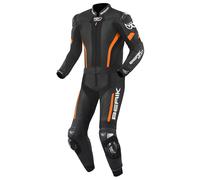 Berik Losail Tuta in pelle da moto a due pezzi, nero-arancione, taglia 50 per maschi