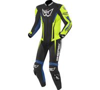 Berik Monza Tuta in pelle da moto monopezzo, nero/blu/giallo, Taglia 50
