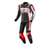 Berik Race-Tech Costume intero in pelle per moto, nero-bianco-rosso, taglia 56 per maschi