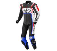 Berik Race-Tech Costume intero in pelle per moto, nero-rosso-blu, taglia 54 per maschi