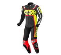 Berik Race-Tech Costume intero in pelle per moto, nero-rosso-giallo, taglia 48 per maschi