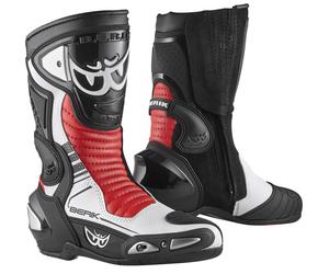 Berik Race-X EVO Stivali da moto, nero-bianco-rosso, taglia 48 per maschi
