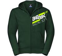 Berik Racing Felpa con cappuccio con zip, bianco-verde, taglia M per maschi