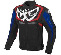 Berik Radic Evo Giacca tessile per moto impermeabile, nero-rosso-blu, taglia 52 per maschi