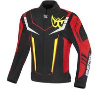Berik Radic Evo Plus Giacca tessile per moto impermeabile, nero/bianco/rosso/giallo, Taglia 54