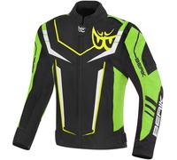 Berik Radic Evo Plus Giacca tessile per moto impermeabile, nero/giallo/verde, Taglia 52