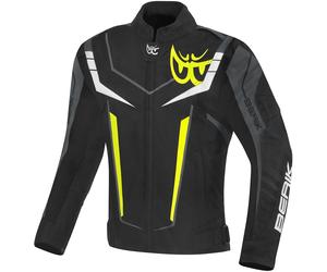 Berik Radic Evo Plus Giacca tessile per moto impermeabile, nero-grigio-bianco-giallo, taglia 56 per maschi